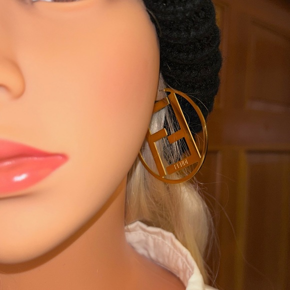 Authentic FENDI F is Fendi Large Hoop Earrings - Picture 12 of 13